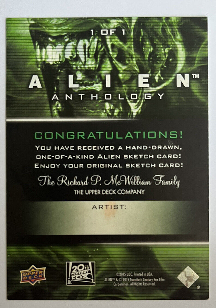 2016 Upper Deck Alien Anthology Sketch Card By Mitch Ballard