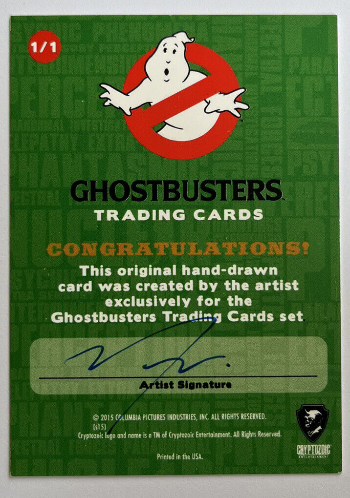 2016 Cryptozoic Ghostbusters Sketch Card By Mike Vasquez