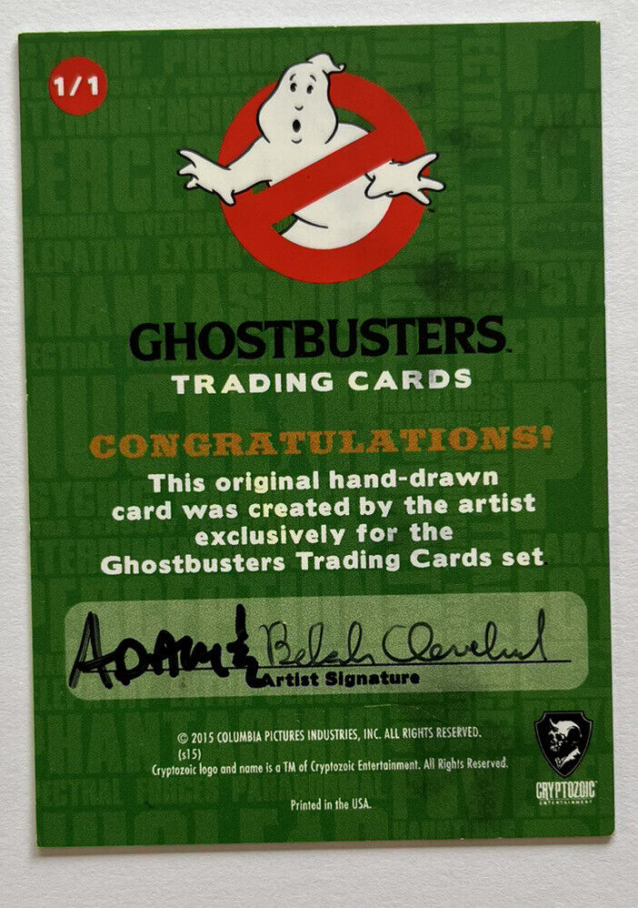 2016 Cryptozoic Ghostbusters Sketch Card By Adam & Bekah Cleveland