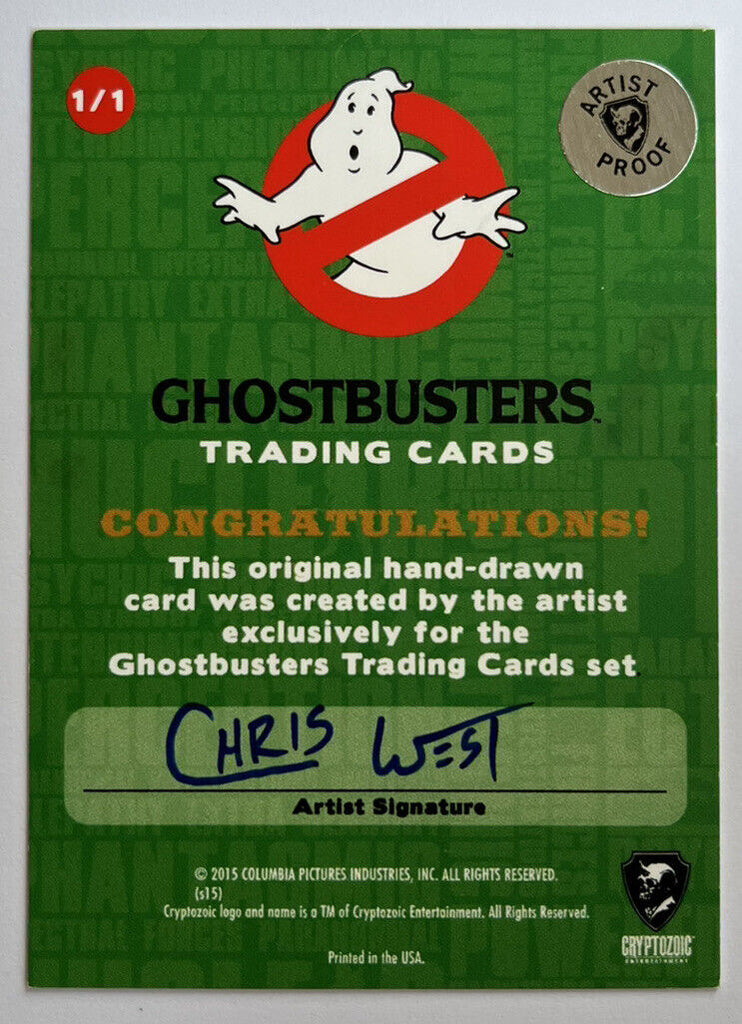 2016 Cryptozoic Ghostbusters AP Sketch Card By Chris West