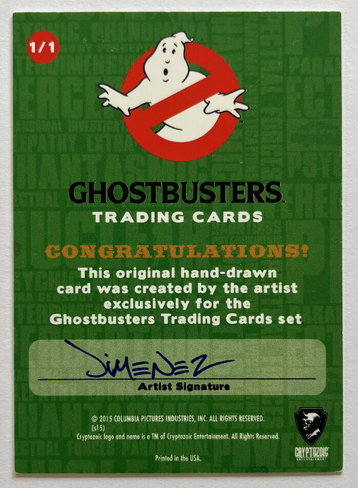 2016 Cryptozoic Ghostbusters Sketch Card By Robert Jimenez
