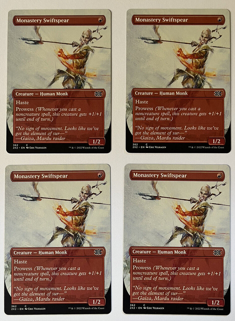 Monastery Swiftspear 4 x Card Play Set Borderless Double Masters 2022 Pack Fresh