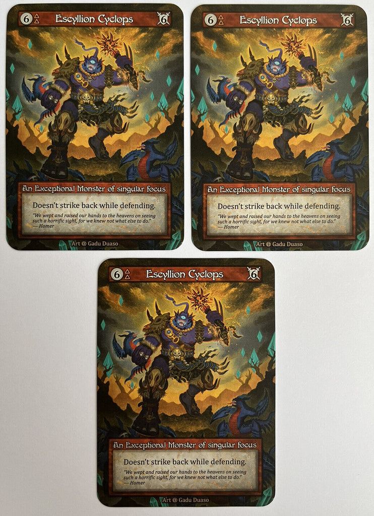 Sorcery Contested Realm Alpha 3 x Escyllion Cyclops Exceptional Pack Fresh