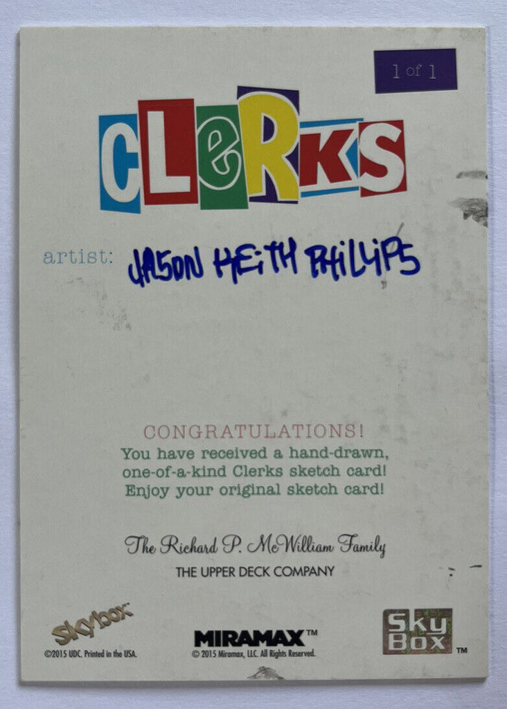 2017 Clerks Skybox Artist Sketch Card By Jason Keith Phillips