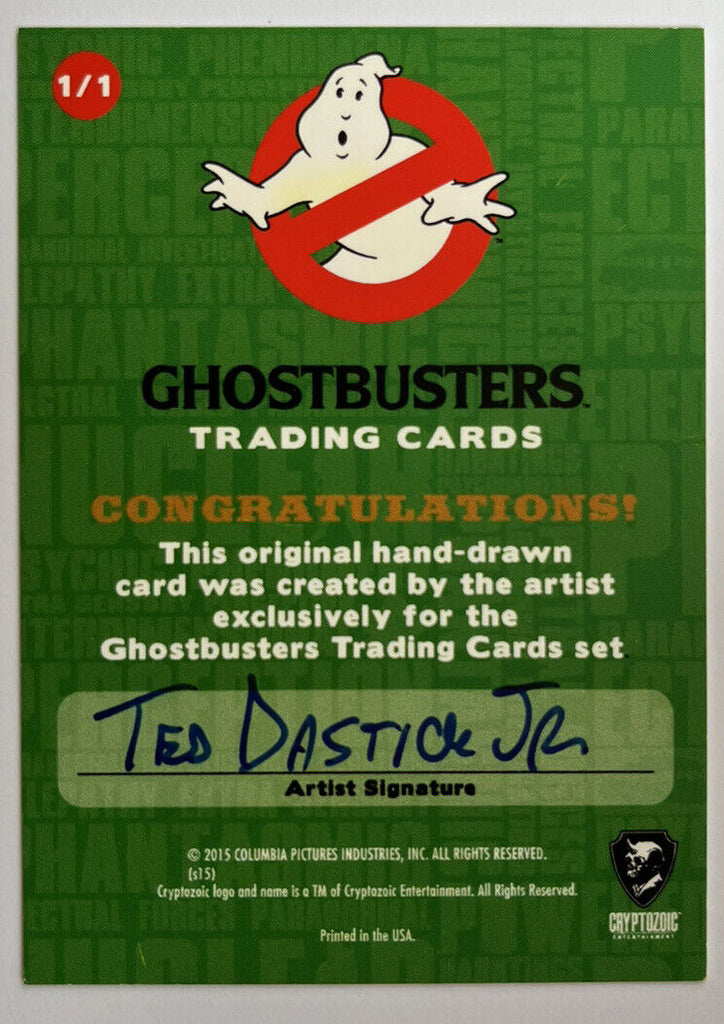 2016 Cryptozoic Ghostbusters Sketch Card By Ted Dastick Jr