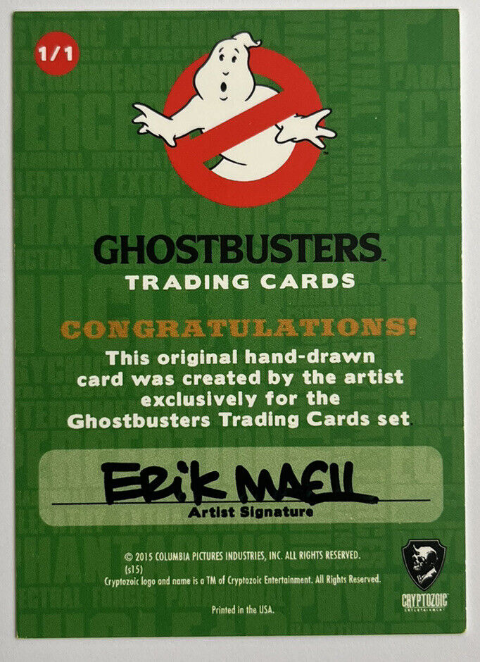 2016 Cryptozoic Ghostbusters Sketch Card By Erik Maell