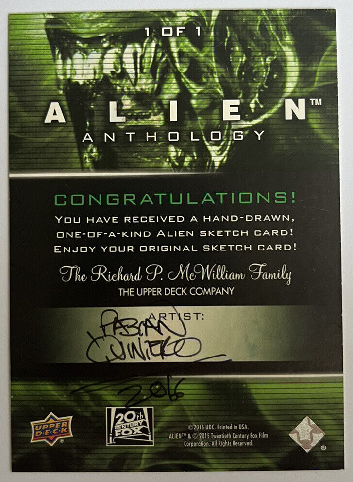 2016 Upper Deck Alien Anthology AP Sketch Card By Fabian Quintero
