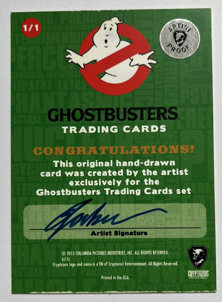 2016 Cryptozoic Ghostbusters AP Sketch Card By Gabe Farber